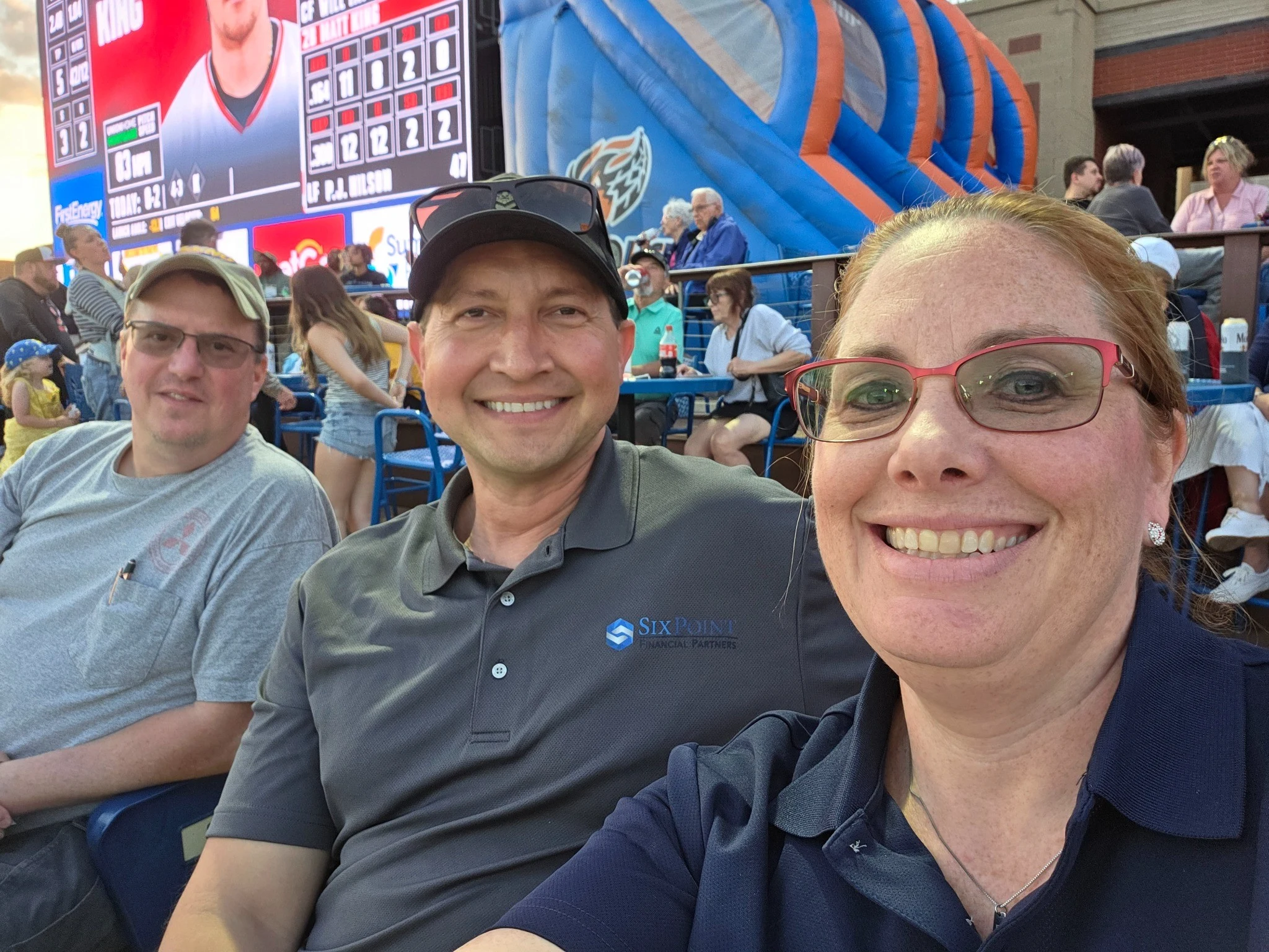 Paul Bernier with guests at the ballpark